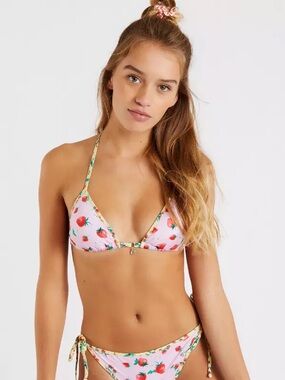 Banana Moon Strawberry Print Triangle Bikini Top